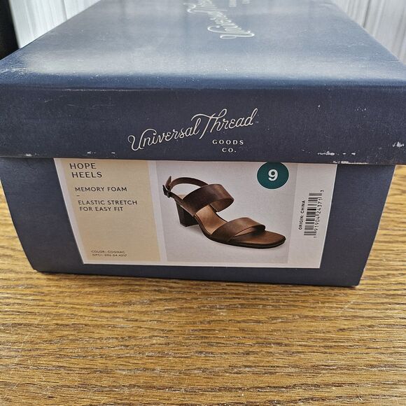 Universal Thread Chunky Block Heel Sandals Open Toe Cognac Brown Hope 9**flaw** - Picture 7 of 7